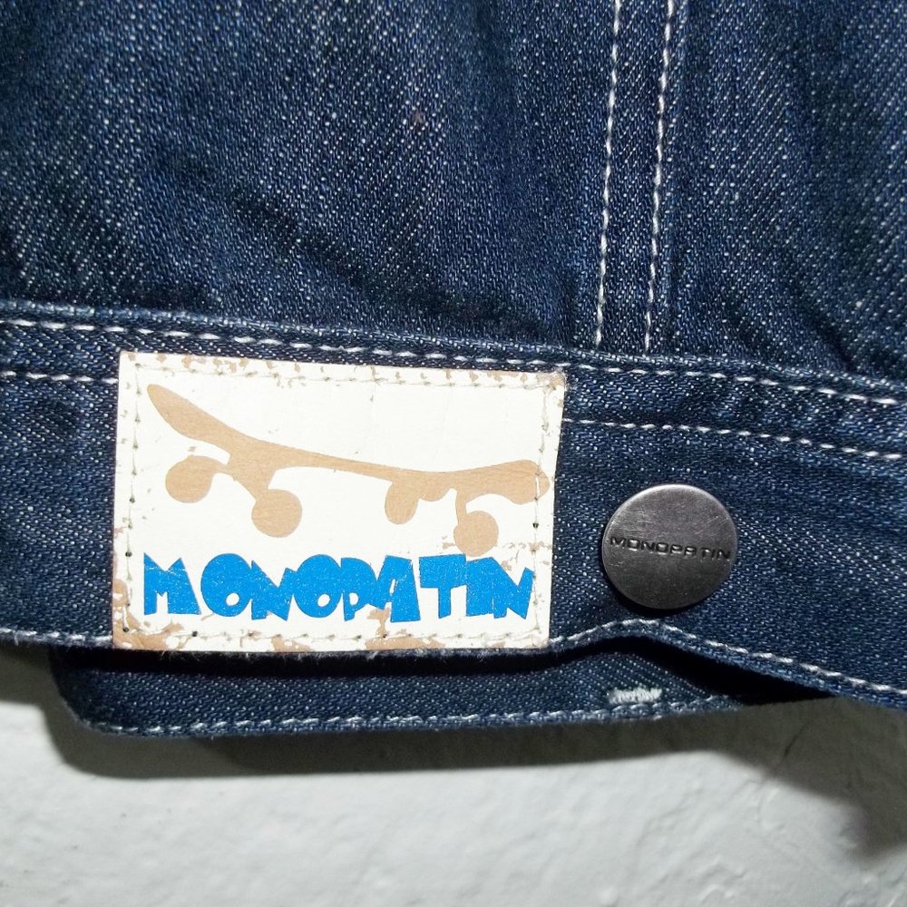 MONOPATIN South Korean Streetwear Double Zipper Skate Skateboard Denim Jacket M - Picture 7 of 12